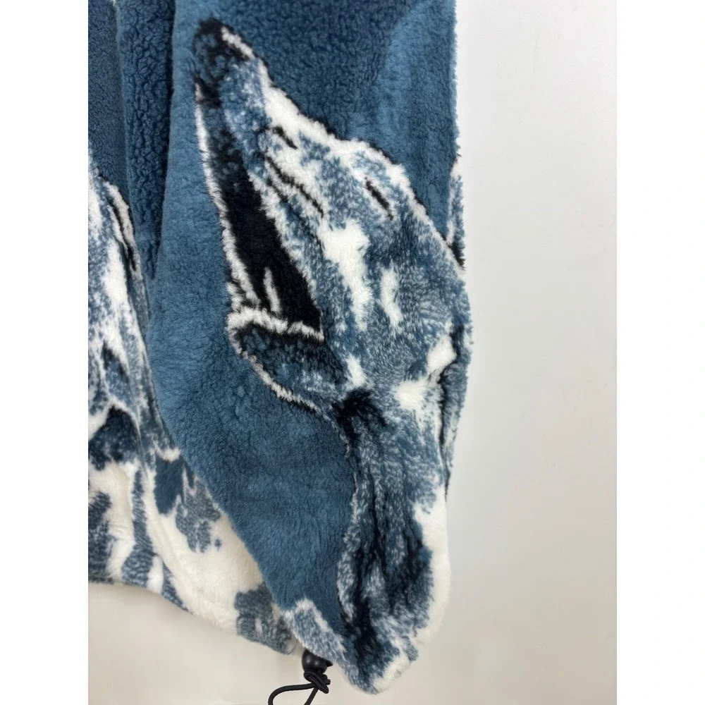 Big Chill Vintage Wolf Fleece Jacket Mens XL Blue Sherpa Full Zip Made in USA‎